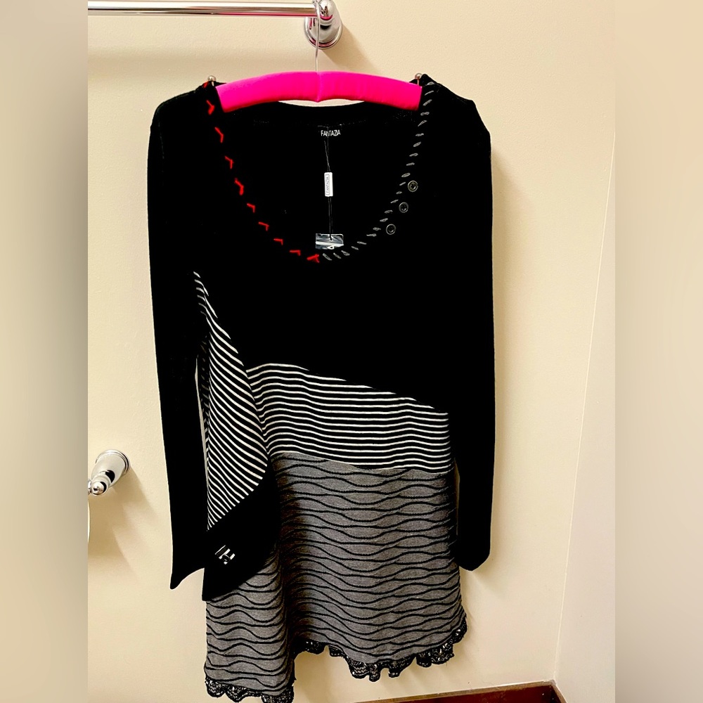 NWT Fantazia Black Knit Dress. Size Medium